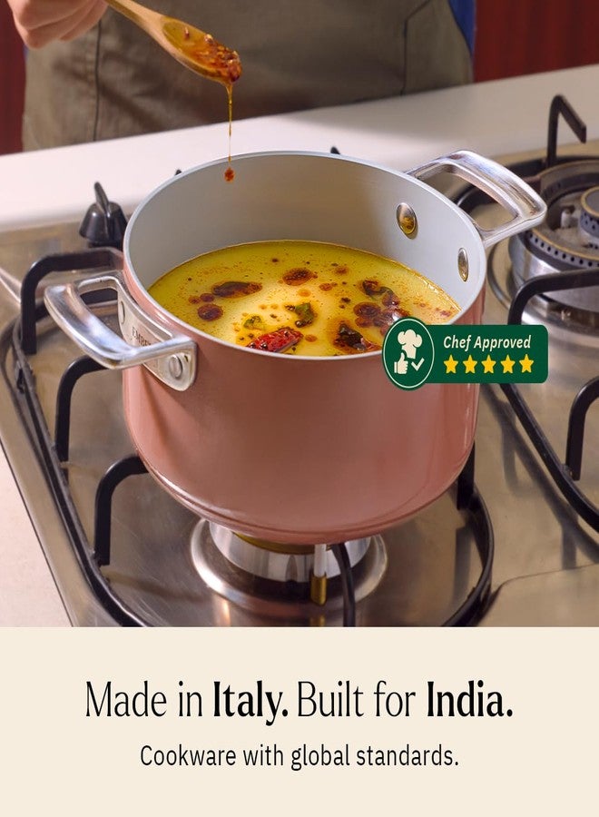 Ember Cookware قدر طهي سيراميك أرسيللا من إمبر كوكوير، 20 سم | 2.6 لتر، غير لاصق وغير سام، مع غطاء زجاجي | معتمد من هيئة المواصفات والمقاييس الهندية | أواني طهي سيراميك | قدر برياني | مقبض فولاذي | ضمان 5 سنوات | تيراكوتا - Image 4